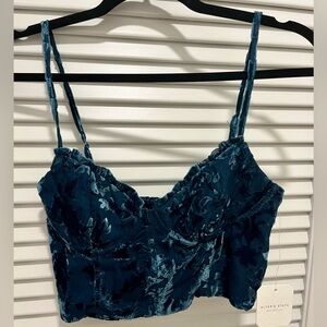 NWT Altar'd State Blue Velvet Crop Tank Top